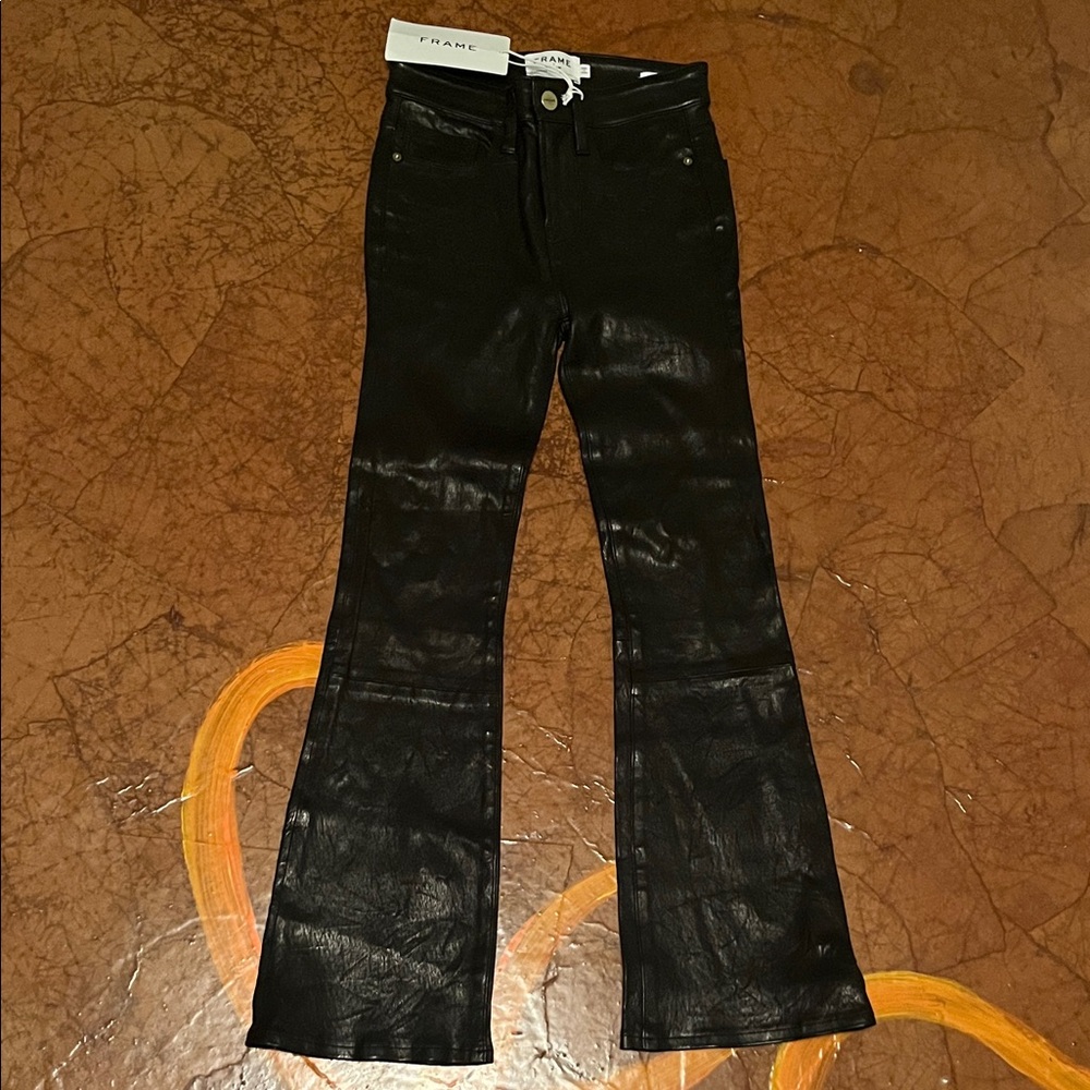 NWT Frame Le Crop Mini Boot Leather Pants. Sz 23 - Picture 3 of 8